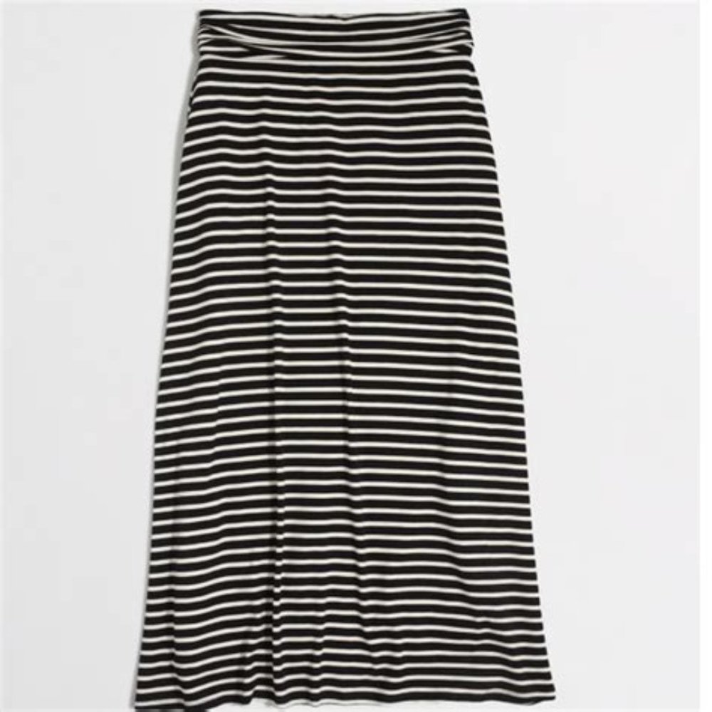 J Crew Black and White Striped Maxi Skirt, XXS